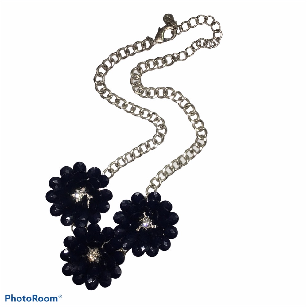 Dark Blue Floral Statement Necklace